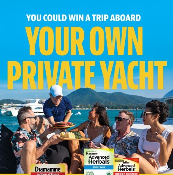 Transform your dream trip into reality with Dramamine®'s 'No Drama on Deck' Sweepstakes. Win a luxurious Miami yacht charter with friends and expert travel tips from Kate Chastain.