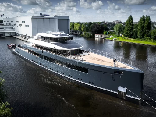 Feadship unveils 195ft solar-powered yacht, Project 713, designed by Studio De Voogt. Combining luxury with sustainability, it aims for climate neutrality by 2030.