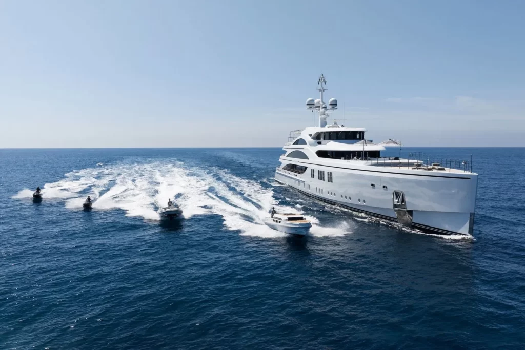 The award-winning 63m superyacht SOUNDWAVE, built by Benetti Yachts, offers luxurious cruising with bespoke interiors, a private owner’s deck, and a vast array of water toys.