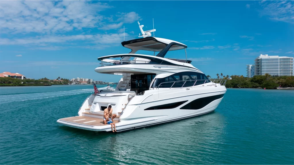 Introducing the Princess F65, the finest flybridge yacht that redefines luxury, space, and performance. With a top speed of 35 knots and room for 8 guests, it offers unparalleled cruising experiences.