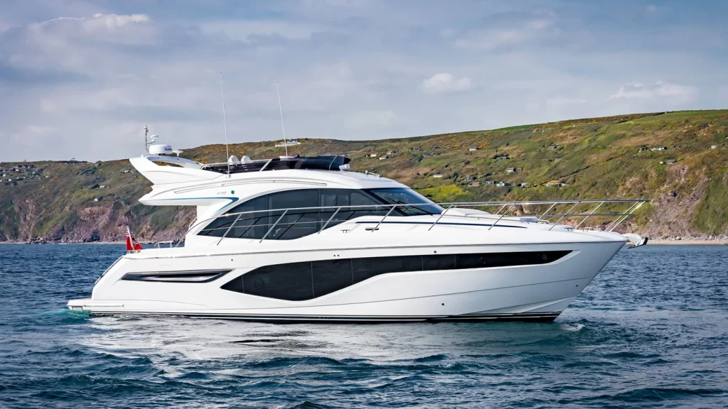 Experience luxury and performance with the Princess F50 flybridge yacht. This marvel of engineering offers dynamic performance, advanced technology, and sophisticated design for unforgettable voyages.