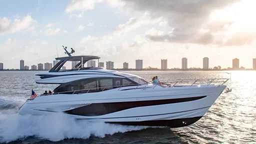 The Princess S72 blends luxury and performance with twin MAN V12 engines, reaching up to 36 knots. Its dynamic design, stylish interiors, and seamless indoor-outdoor living redefine yachting.