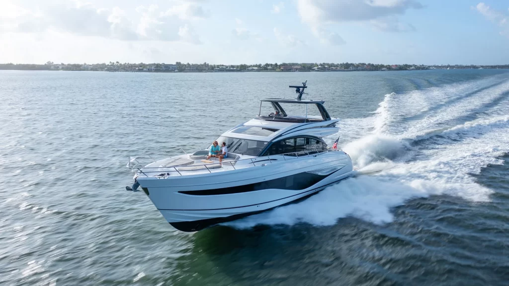 The Princess S72 blends luxury and performance with twin MAN V12 engines, reaching up to 36 knots. Its dynamic design, stylish interiors, and seamless indoor-outdoor living redefine yachting.