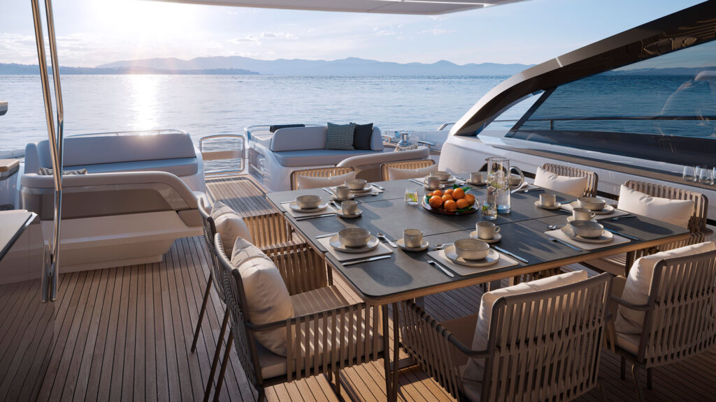 The all-new S80 luxury yacht blends contemporary elegance with cutting-edge technology. With high-performance V12 engines, exquisite interiors, and versatile spaces, the S80 offers an unmatched yachting experience.