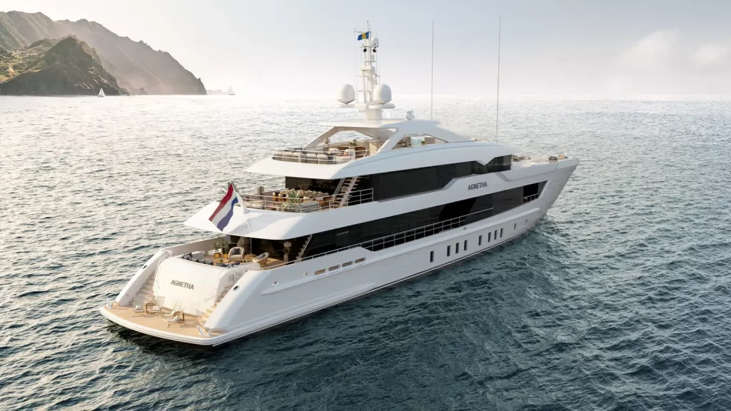 Heesen Yachts unveils Project Agnetha, a 55m Steel Class blue-water motor yacht with a modern aesthetic and traditional craftsmanship. Designed by Omega Architects and Luca Dini, it offers luxury and efficiency.