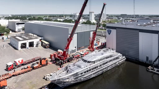 Heesen announces the successful joining of the hull and superstructure for Project Sophia, a 50-meter yacht set for delivery in early 2026, combining luxury and fuel efficiency.