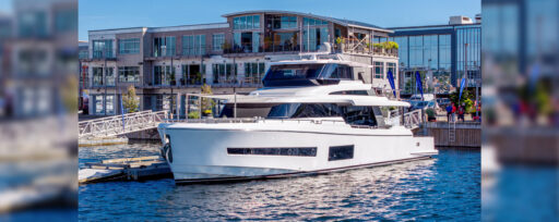 Horizon Yachts celebrated the Seattle office grand opening with an Open House at Salmon Bay Marine Center, featuring the launch and tour of the Horizon V77 CMY with special guests.