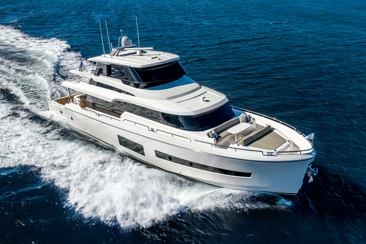 Horizon Yachts unveils the V77 Cockpit Motor Yacht, combining luxury and outdoor living with Jonathan Quinn Barnett design, spacious interiors, and a versatile cockpit for adventure.