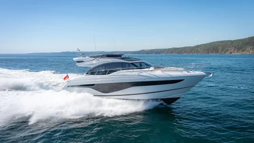 Discover the new S62: a luxurious sportsbridge yacht with sleek exterior styling, dynamic performance, and unmatched comfort. Experience speeds up to 38 knots and exquisite design.