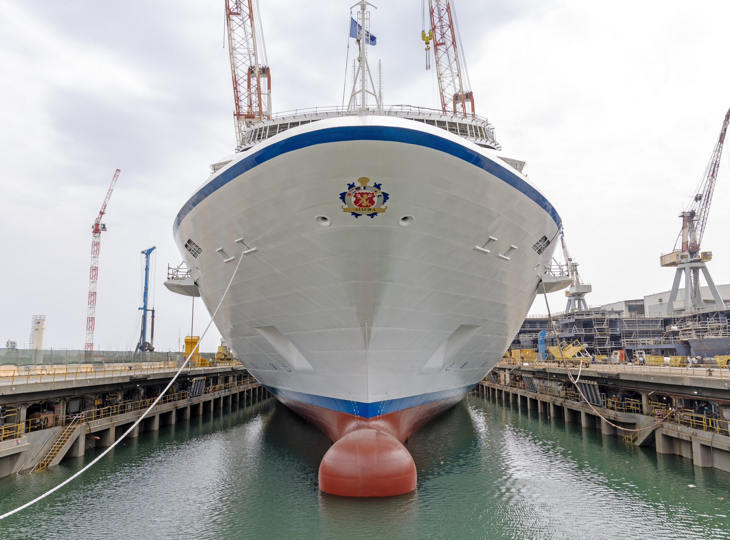 Oceania Cruises celebrates a milestone as its new 1,200-guest ship, Allura, floats out at Fincantieri shipyard in Genoa, Italy, moving closer to its completion with luxurious interiors.