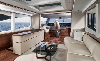 The Princess X80, a member of the X Class 'Superfly' family, offers 30% more interior space than traditional yachts. With a top speed of 30 knots and accommodations for 8 guests, it redefines luxury.