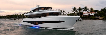 The Princess X80, a member of the X Class 'Superfly' family, offers 30% more interior space than traditional yachts. With a top speed of 30 knots and accommodations for 8 guests, it redefines luxury.