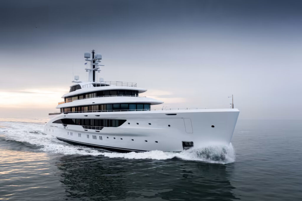 The 77.80-meter superyacht ENERGY, launched in July 2022, showcases exceptional design by Espen Øino and Zuretti, offering luxury, performance, and a truly bespoke yachting experience.