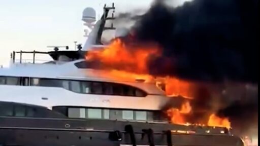 Award-winning £14M superyacht Atina catches fire and sinks off Sardinia's coast. All 16 aboard, including Getir co-founder, escape uninjured. Clean-up efforts underway.