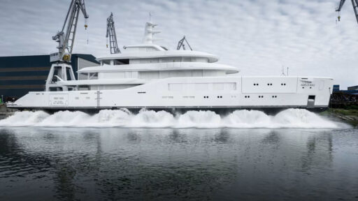 The second Amels 80 superyacht has been launched at the Damen Yachting facility in Romania, featuring design by Espen Øino and interiors by Sinot. Delivery is set for 2026.