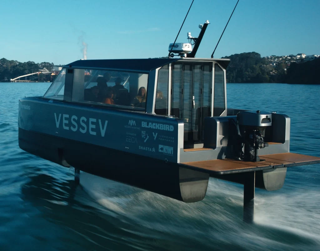 Vessev's electric hydrofoil boat, the VS-9, redefines luxury marine transport with eco-friendly design, offering a smooth, quiet ride at 34mph and a 50-mile range.