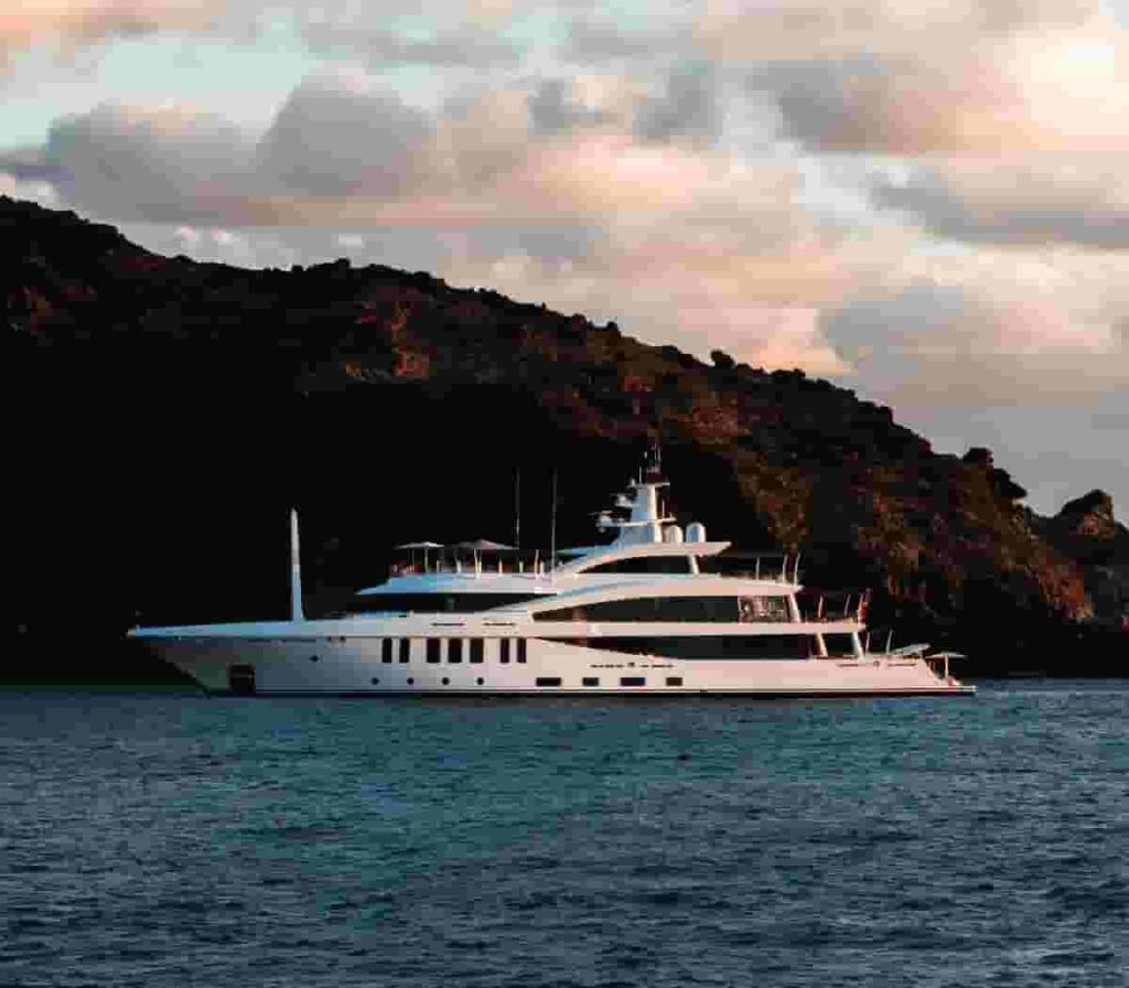 Moonstone, a 60m superyacht by Amels, features stunning design by Tim Heywood and luxurious interiors by Laura Pomponi. With 15.5 knots speed, it's perfect for long-range voyages.