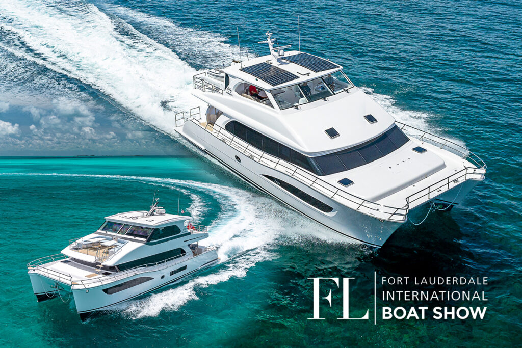 Horizon Power Catamarans will showcase the all-new PC68 and PC60 models at the 2024 Fort Lauderdale International Boat Show, featuring innovative power efficiency and luxury designs.