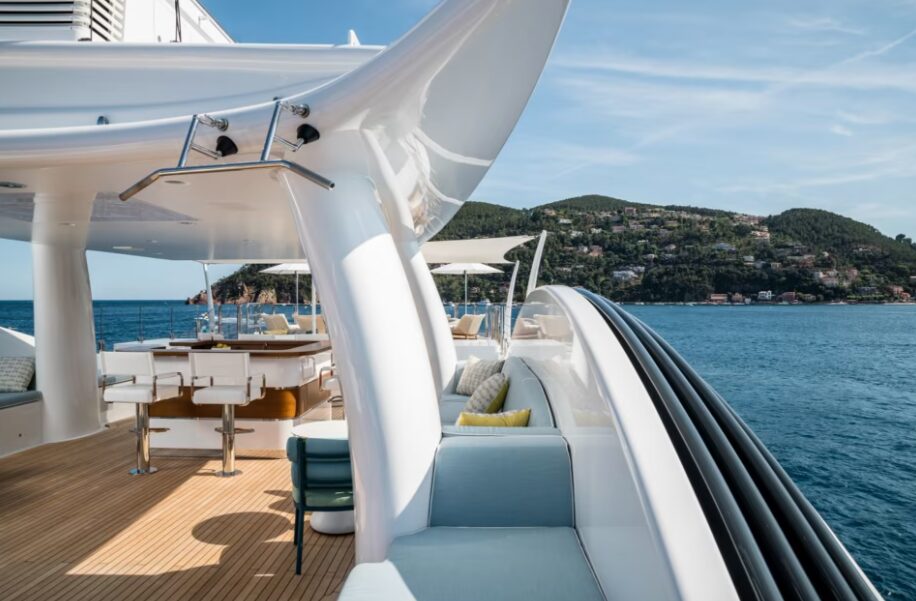 The 55m superyacht NOMAD, delivered in 2019, blends striking design with Californian-inspired interiors and impressive performance, offering a luxurious and customizable yachting experience.