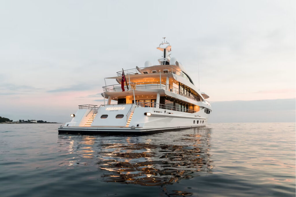 VOLPINI 2, a 57.7-meter yacht from Amels Yachts, is a trailblazer in luxury and sustainability, featuring firsts like IMO Tier III compliance and hybrid power technology.