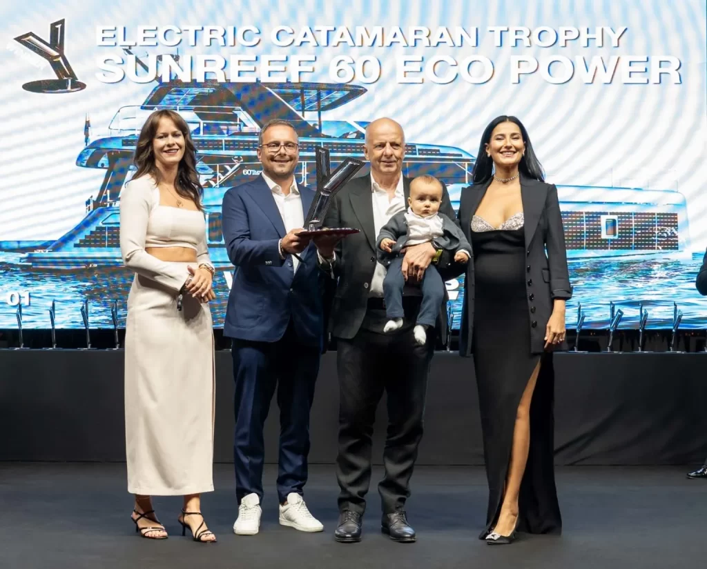 Sunreef Yachts' 60 Sunreef Power Eco won 'Best Electric Catamaran' at the 2024 World Yacht Trophies, recognized for its innovative solar technology and sustainable yachting solutions.