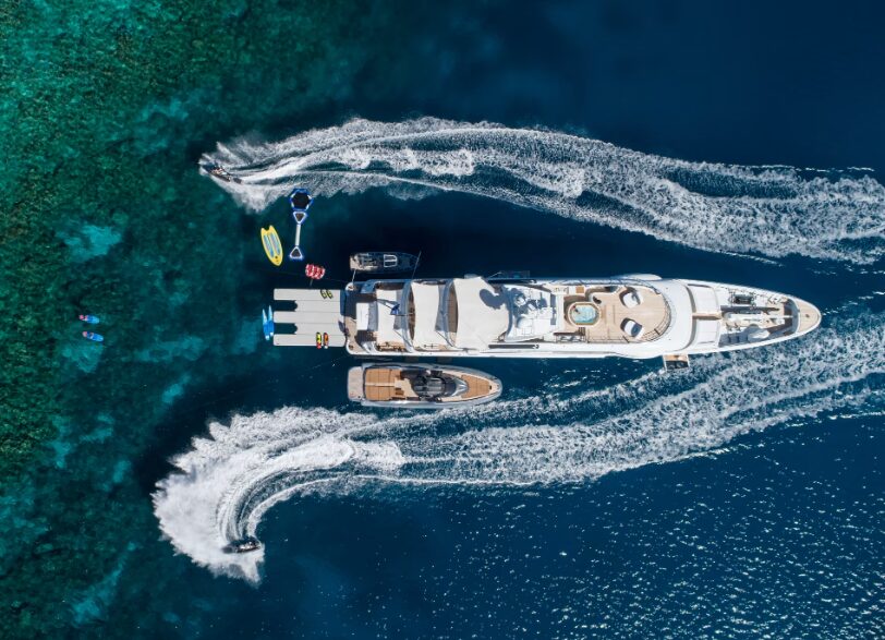 Experience luxury and adventure aboard DRIFTWOOD, a 55-meter superyacht designed for ocean sports enthusiasts, featuring elegant interiors, ample space, and impressive performance.