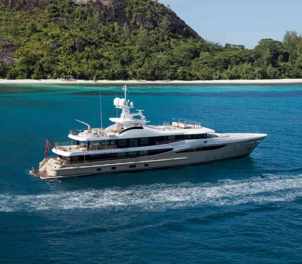 AMIGOS, a 55-metre Amels 180 superyacht, combines luxury and adventure with dual Master Suites, top-tier design, and Southeast Asia exploration, offering a unique charter experience.