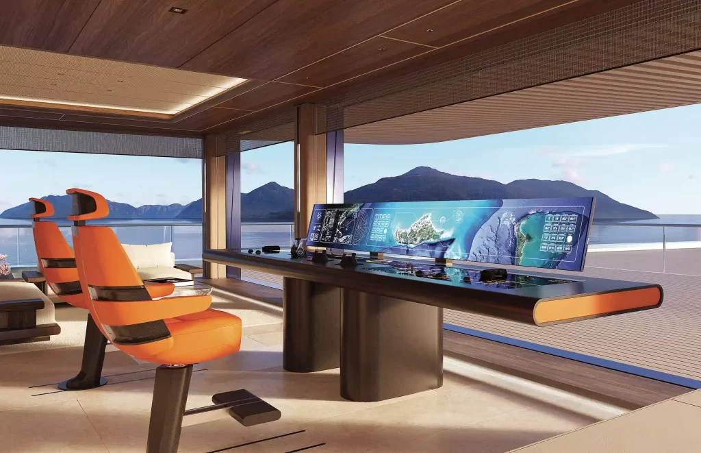 Jaw-dropping designs for a 450ft superyacht, featuring an underwater dining room called the Nemo Lounge and a glass-bottom pool, have been unveiled at the Monaco Yacht Show.