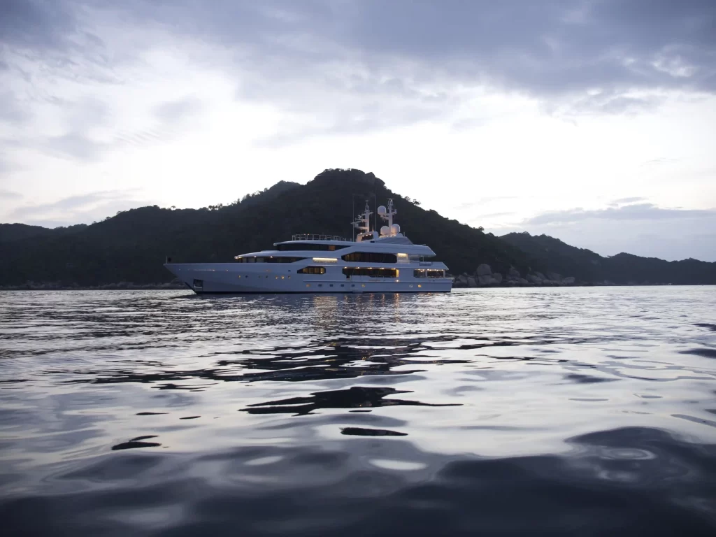 A £22.5 million superyacht, Feadship Double Haven, with a 120,000-litre fuel tank allowing up to six months at sea without refuelling, is for sale at the Fort Lauderdale Boat Show.