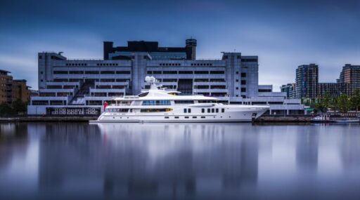 The 65.5-meter superyacht *Z*, delivered in 2014 by Amels, combines bespoke luxury with artistic expression, featuring a custom wellness center and elegant designs by Tim Heywood and Winch.