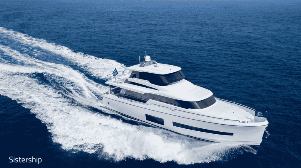 Horizon Yachts' V68 DESTINAE blends luxury and functionality, offering panoramic views, refined interiors, and advanced performance for unforgettable ocean adventures.