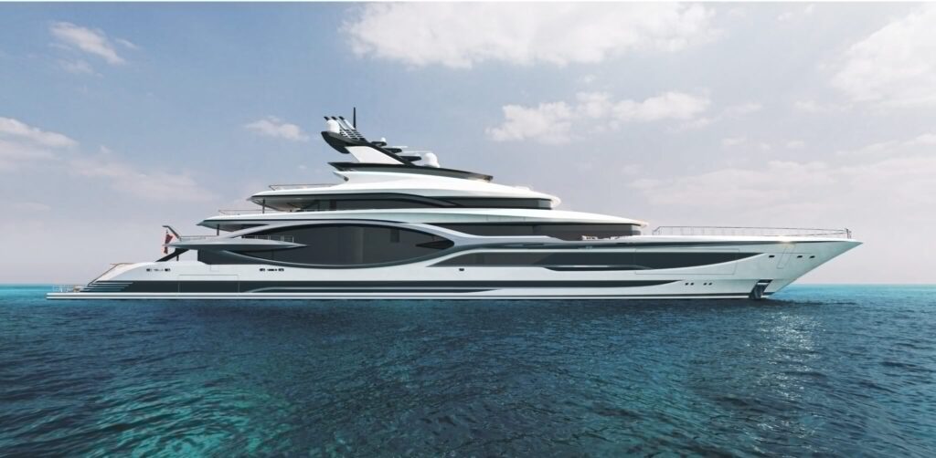 Experience the meticulous outfitting of the world's largest yacht under construction. Explore the craftsmanship, innovation, and unparalleled luxury of the Admiral 100m, a masterpiece by The Italian Sea Group.