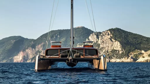 The 47m *Art Explorer* catamaran by The Italian Sea Group wins *Multihull of the Year* at the 2025 Boat International Design & Innovation Awards for its innovation and sustainability.