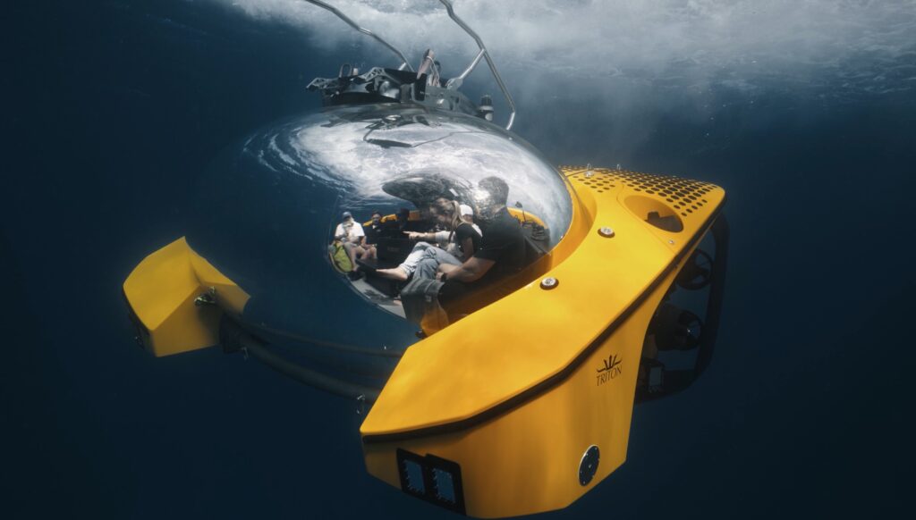 A luxury UFO-like submarine takes passengers 200m deep for fine dining, spa treatments, and even weddings, offering a futuristic underwater adventure.