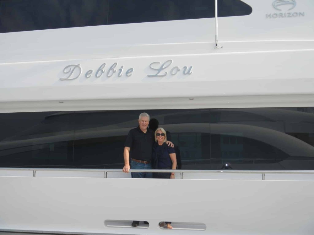 Lifelong boaters Louis and Debra Chenevert built their dream yacht, the Horizon P105 *Debbie Lou*, to create lasting family memories on the water for generations to come.